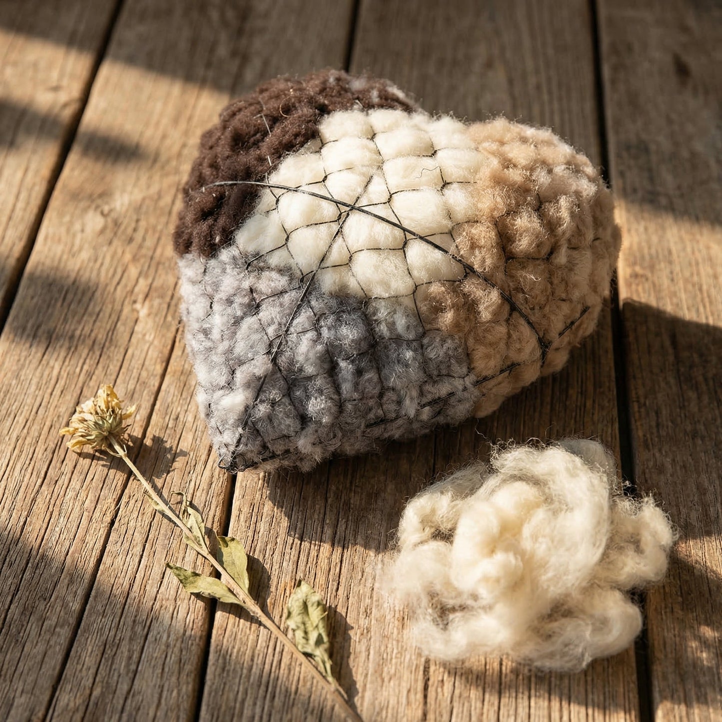 June's Nesting Heart — Alpaca Wool for Birds