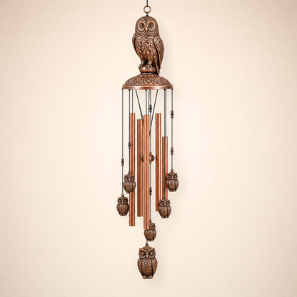 Nell's bronze barred owl wind chime — hand-tuned, Outer Banks NC