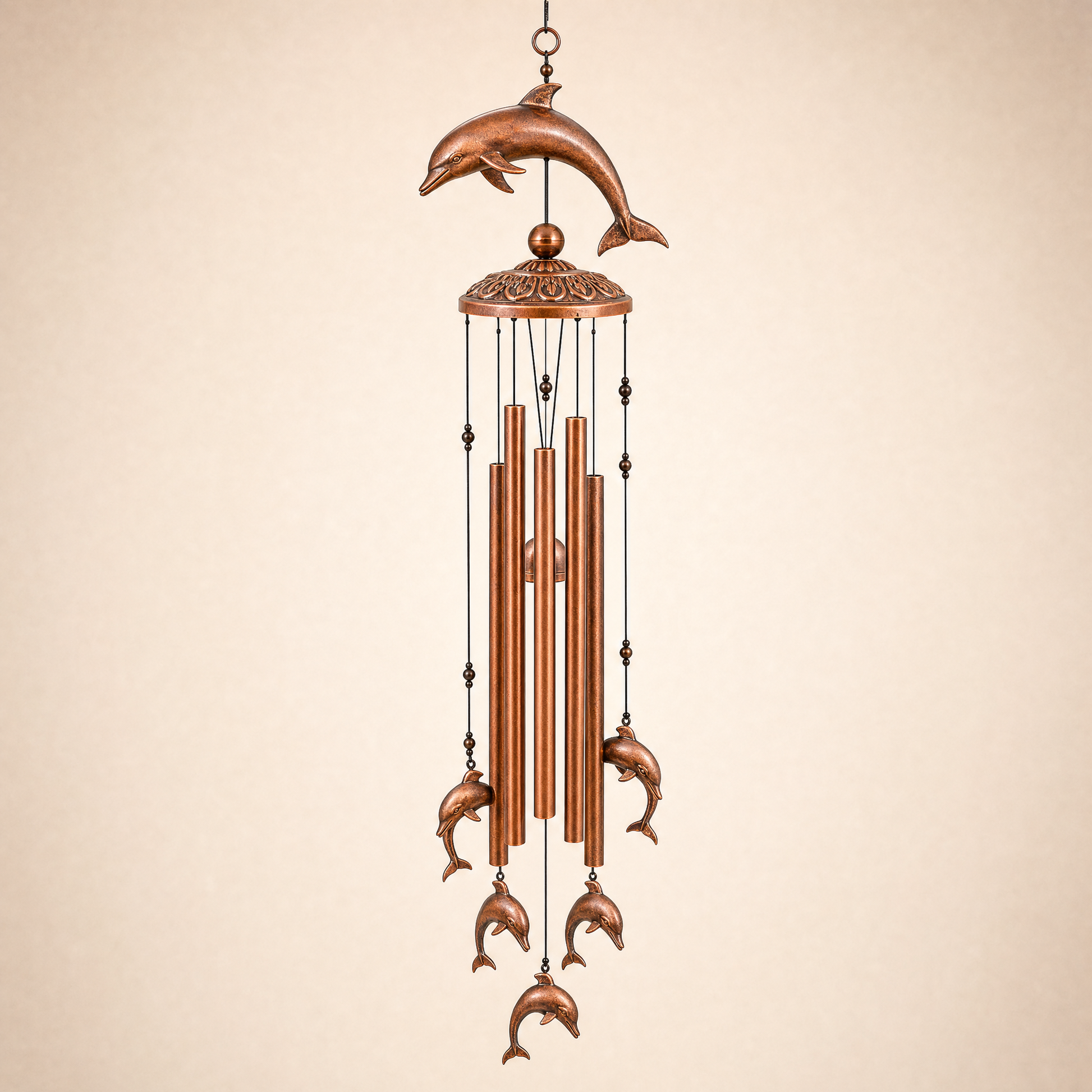 Nell's bronze dolphin wind chime — hand-tuned, Outer Banks NC