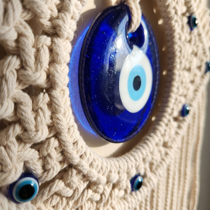 The Evil Eye close-up - cobalt-blue glass disc detail