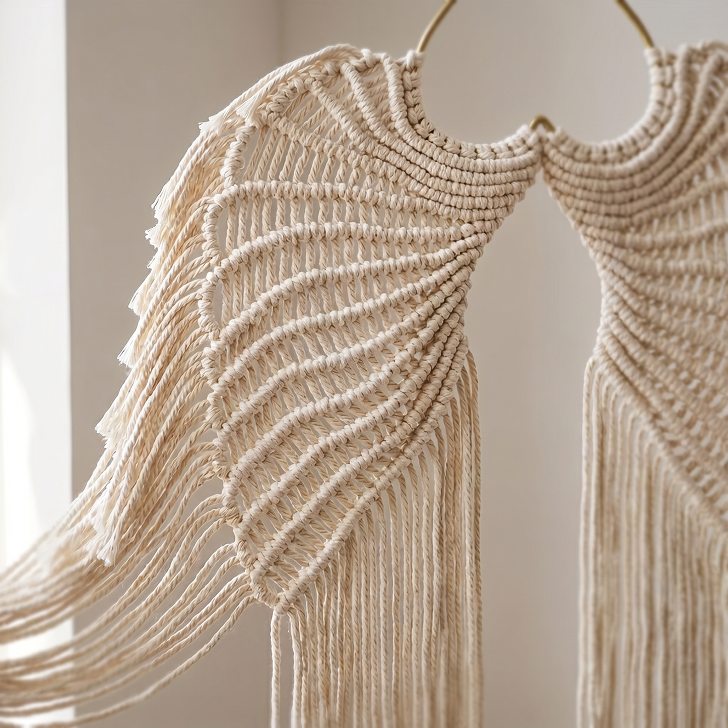 The Angel Wings close-up - herringbone knot rows