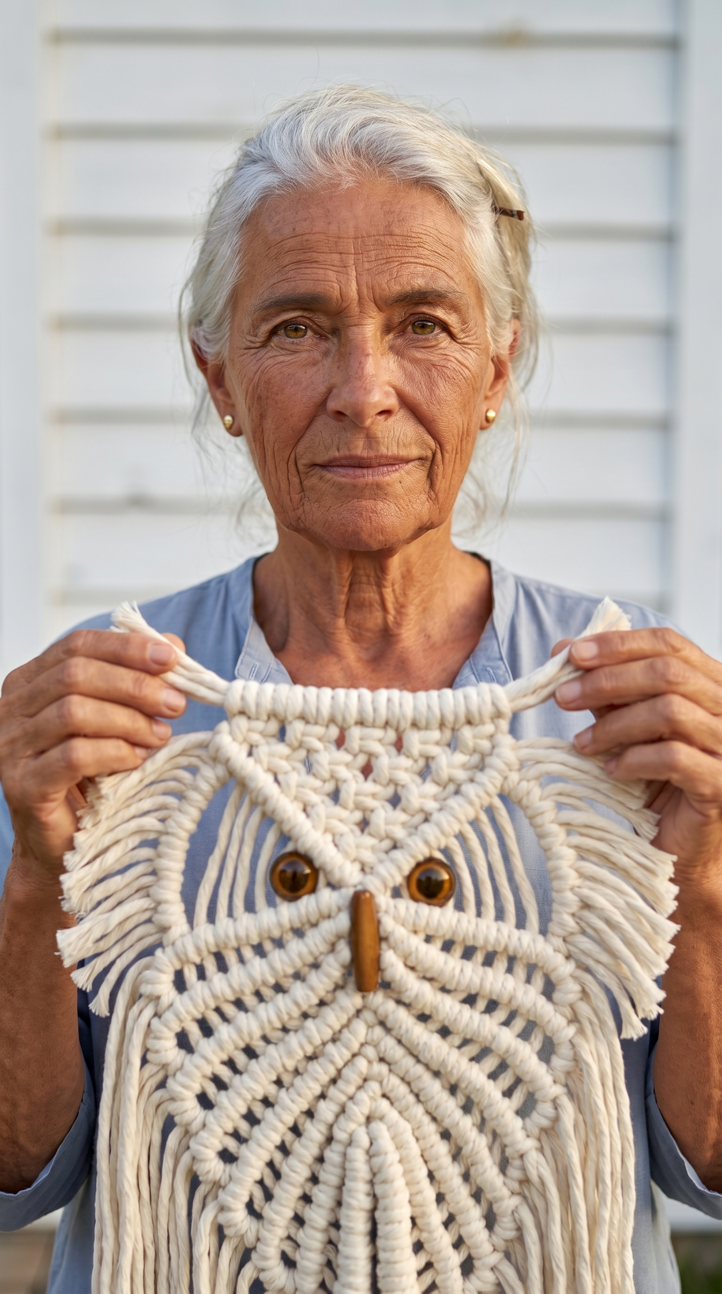 Tildy Whitfield holding one of Wanda Mae's last owls
