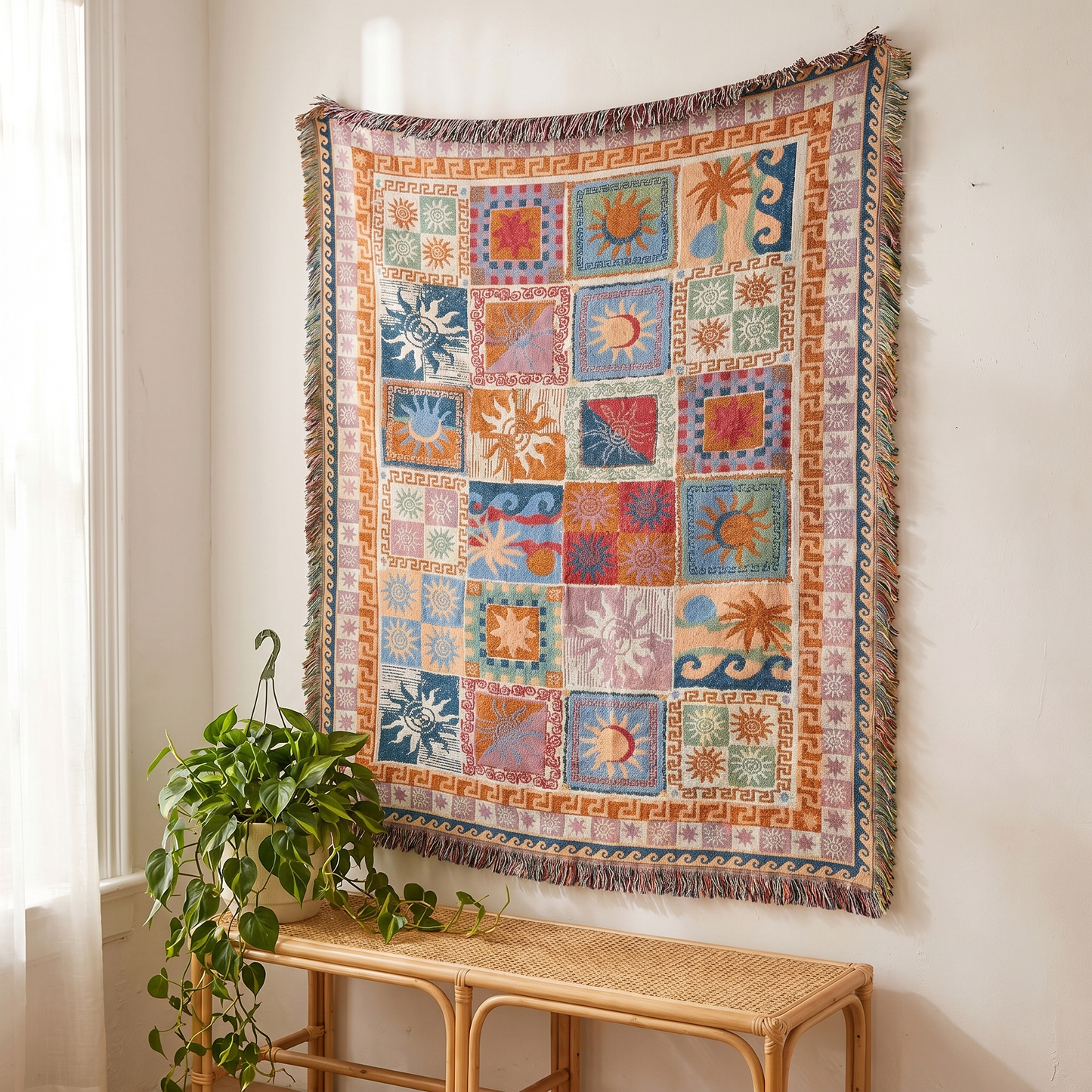 Blanket hung as a wall tapestry