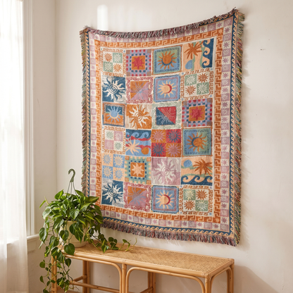 Blanket hung as a wall tapestry