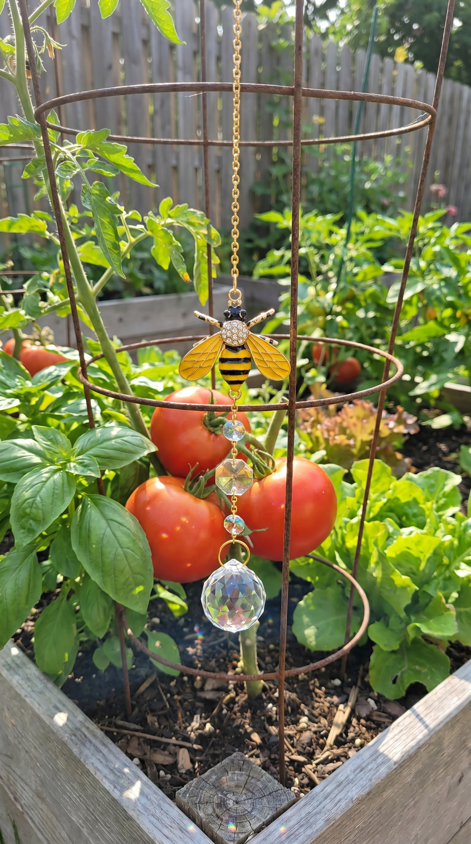 UGC suncatcher in a vegetable garden