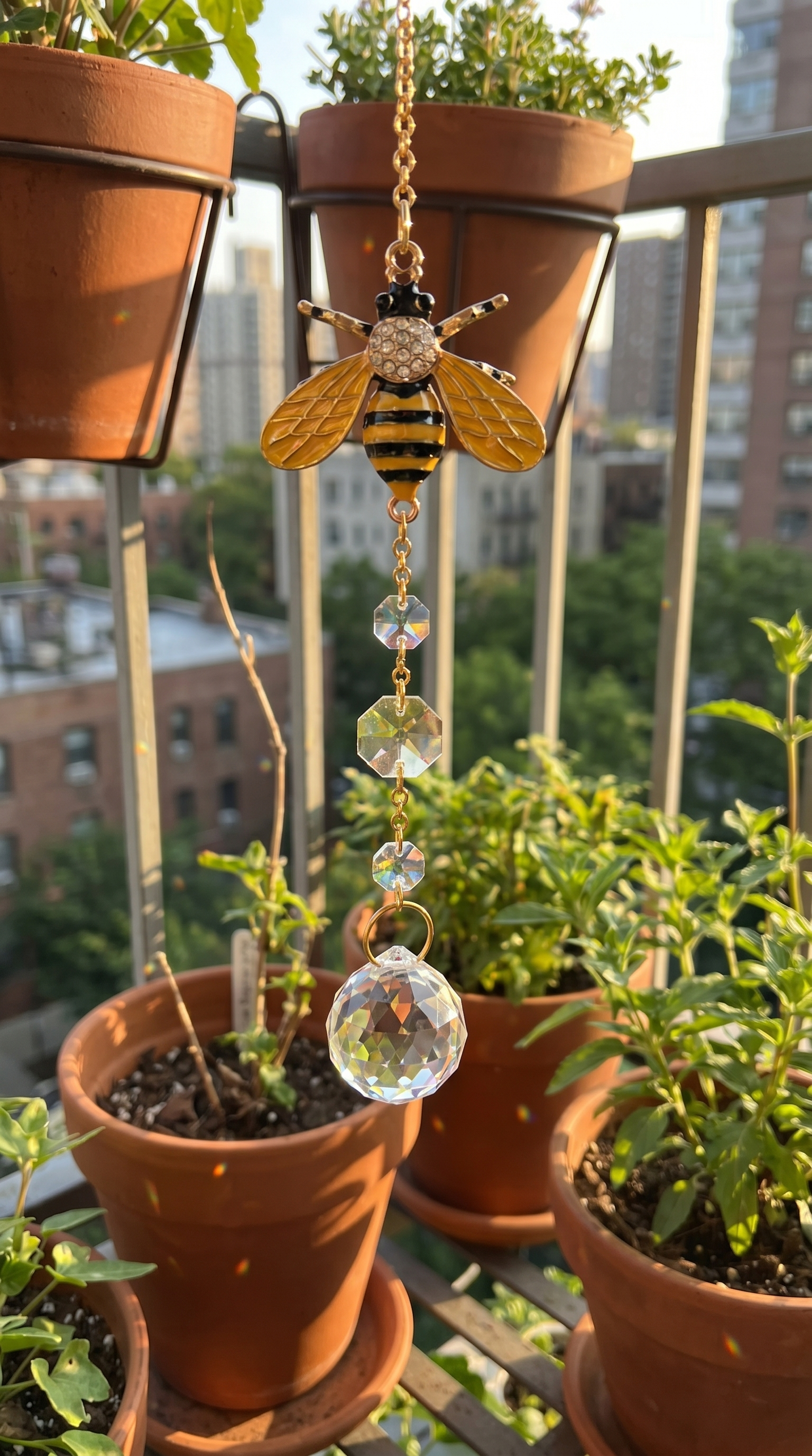 UGC suncatcher on an apartment balcony