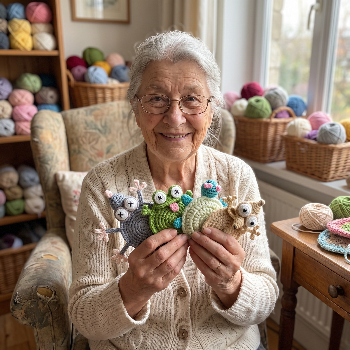 Lorraine's Hand-Crocheted Critter Coasters (Set of 4)