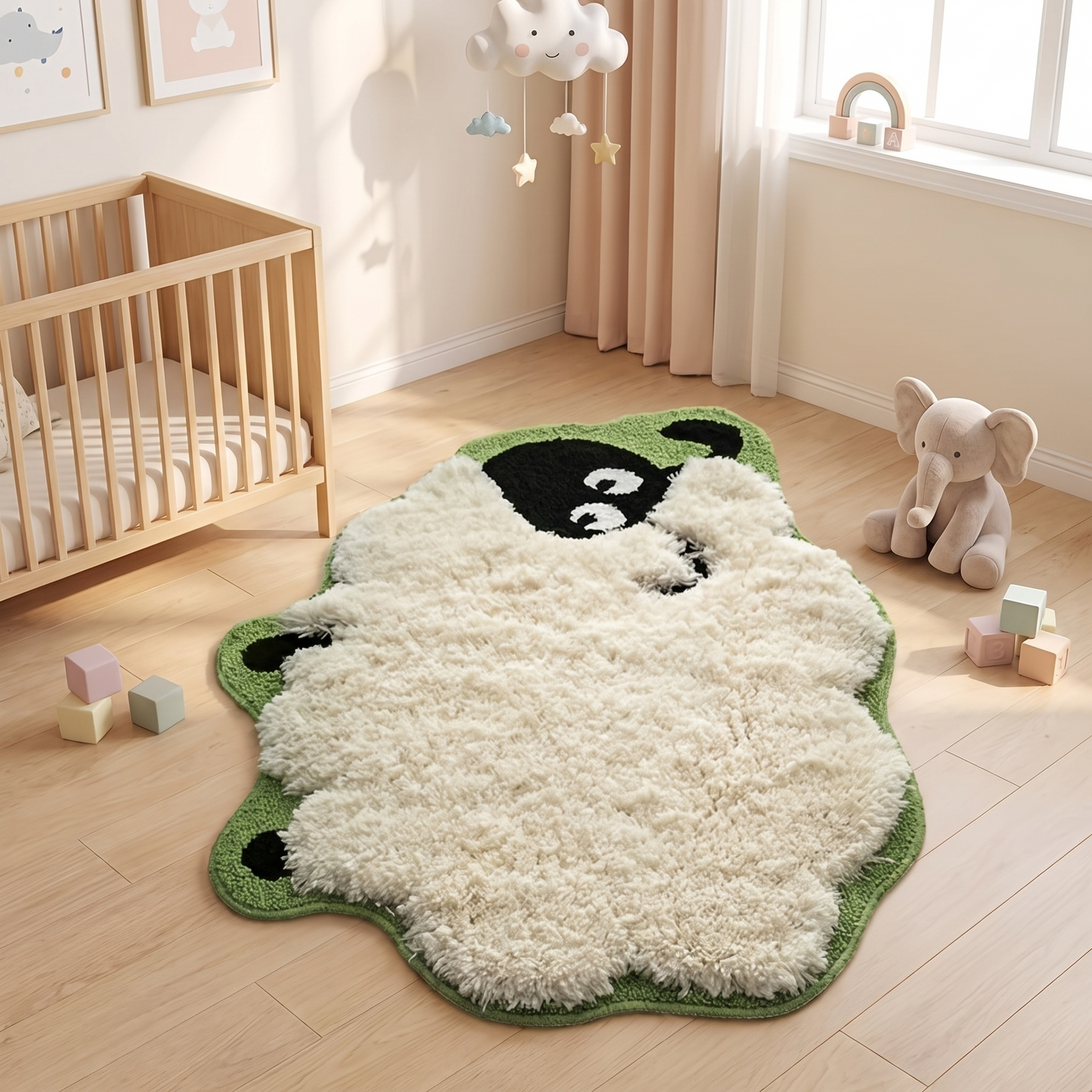 Sheep rug in a bright nursery