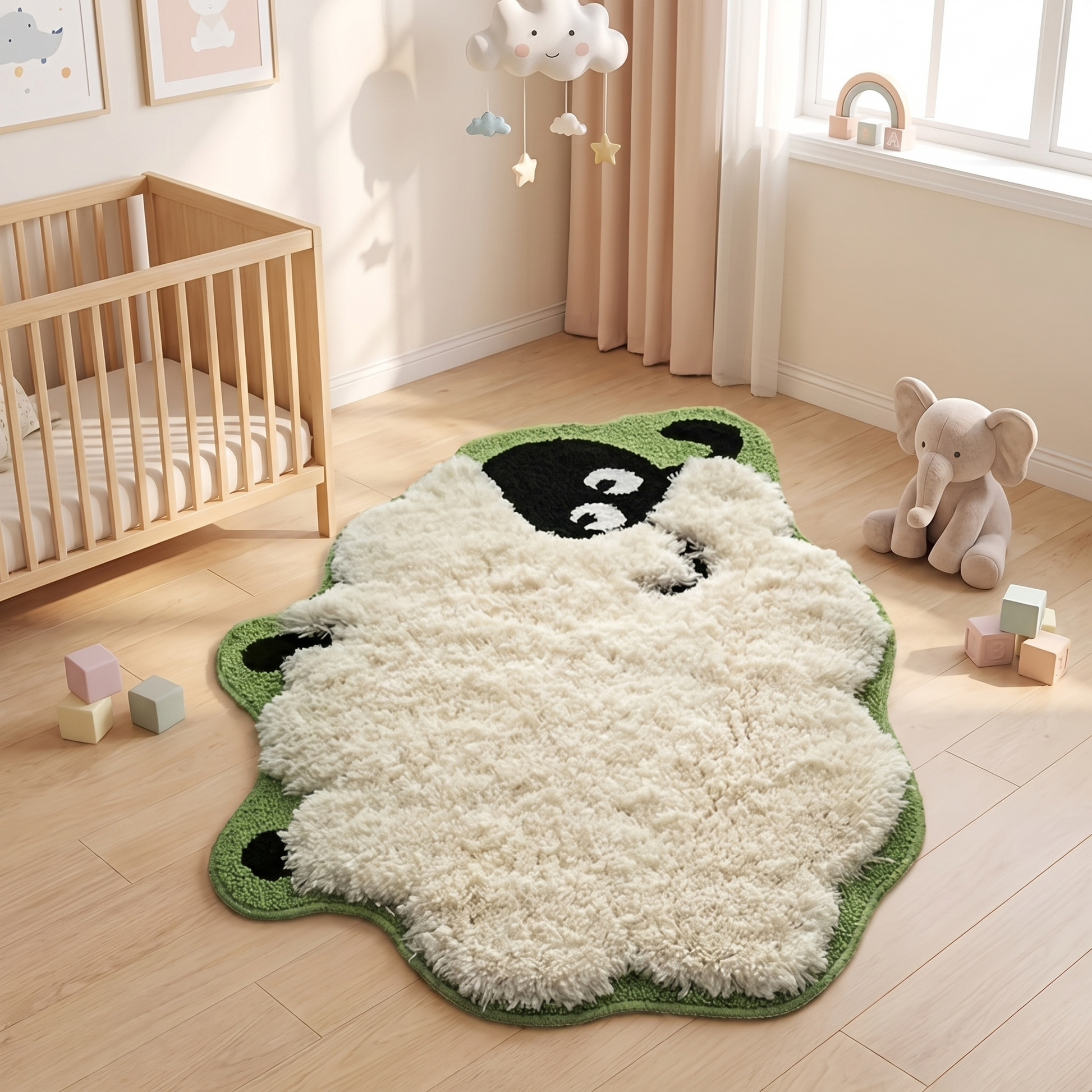 Sheep rug in a bright nursery