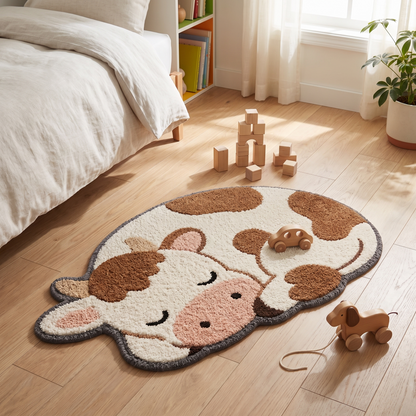 Cow rug in a kids room