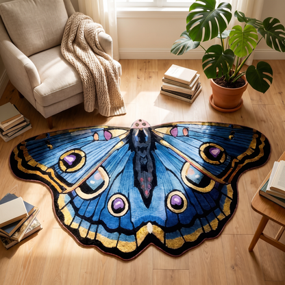 Butterfly rug in a reading nook