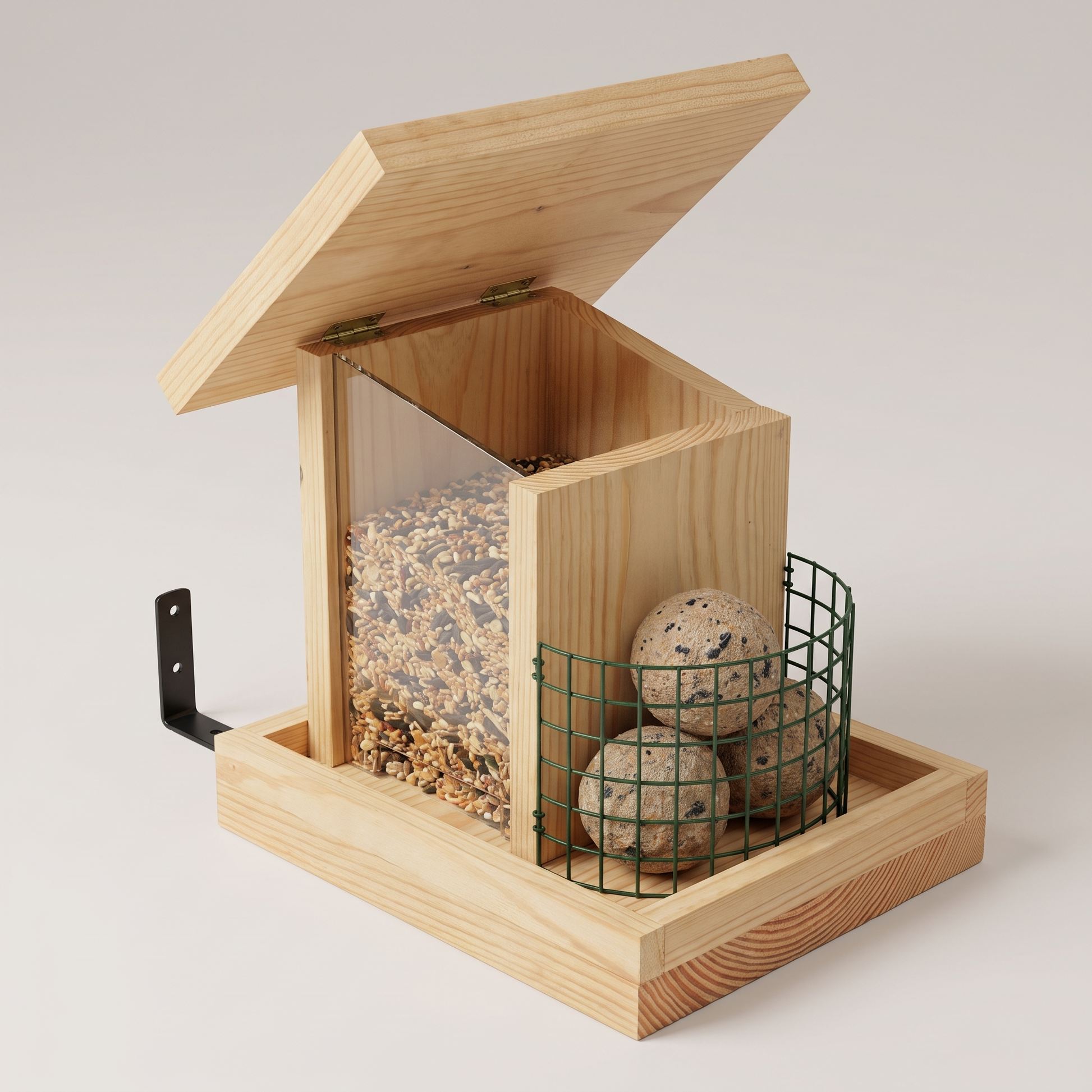 The hinged roof lifts open to refill the seed hopper