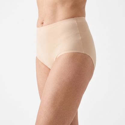 SilkGuard high-waist leak-proof underwear worn, side view