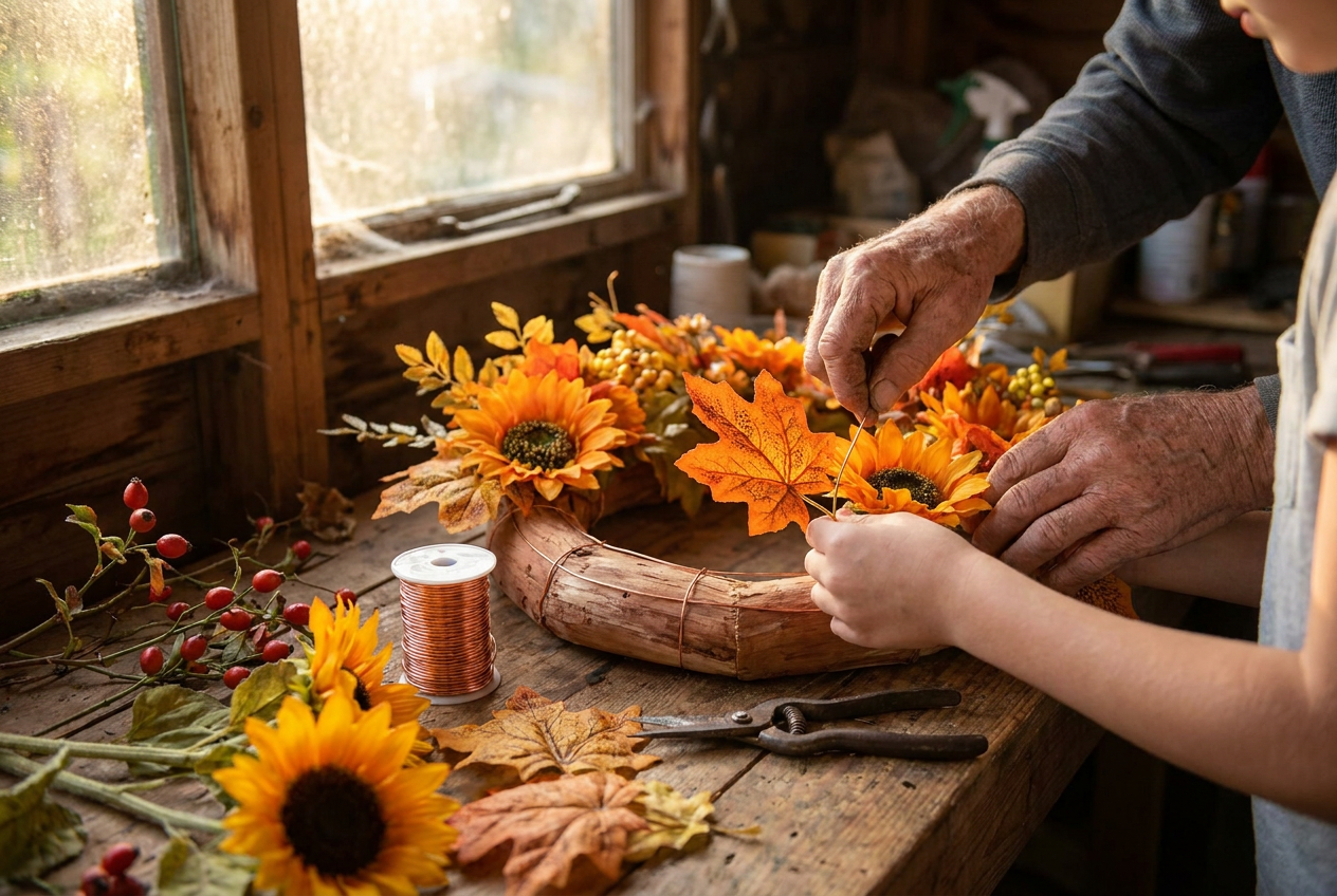 Homemade Harvest Autumn Wreath