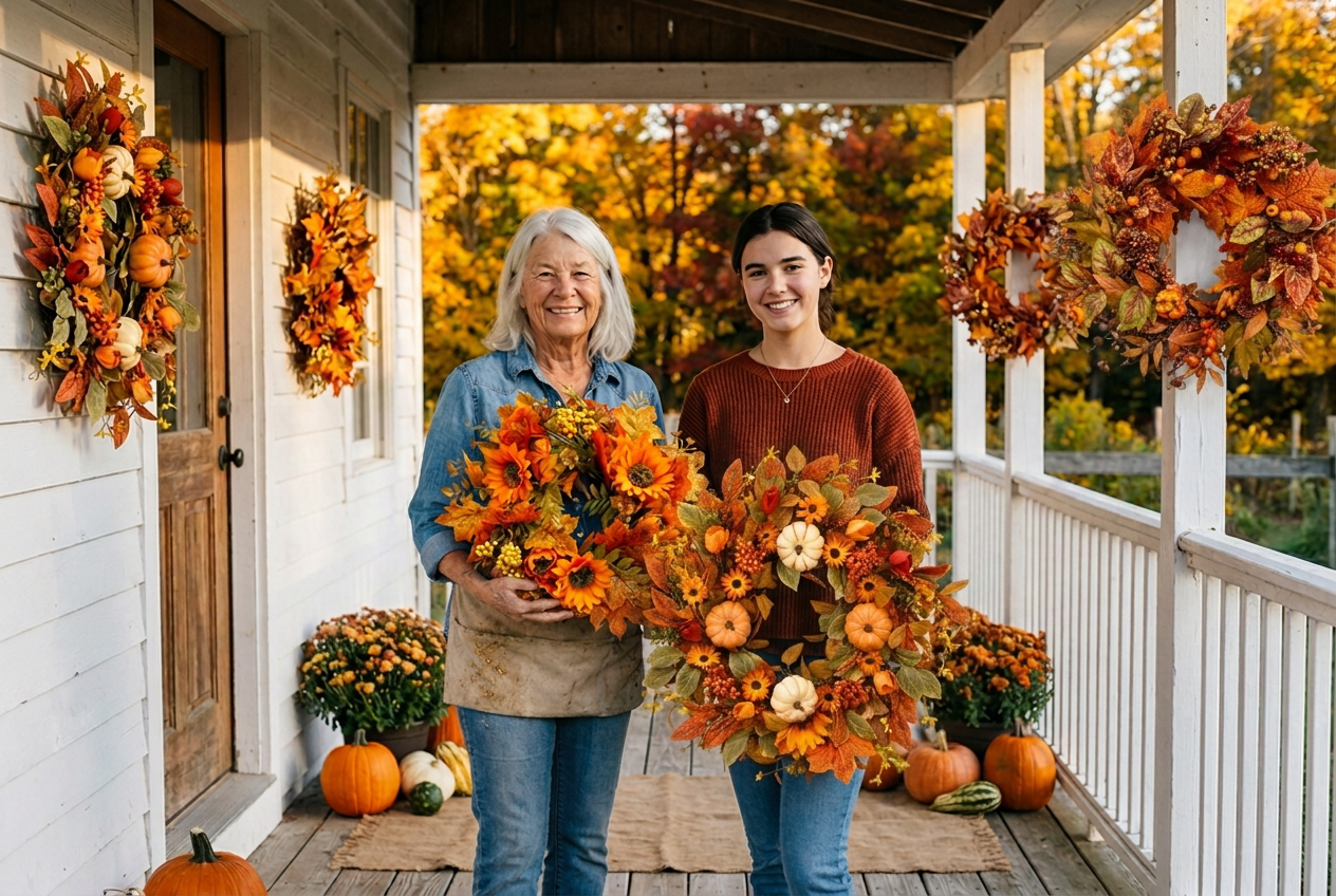 Homemade Harvest Autumn Wreath