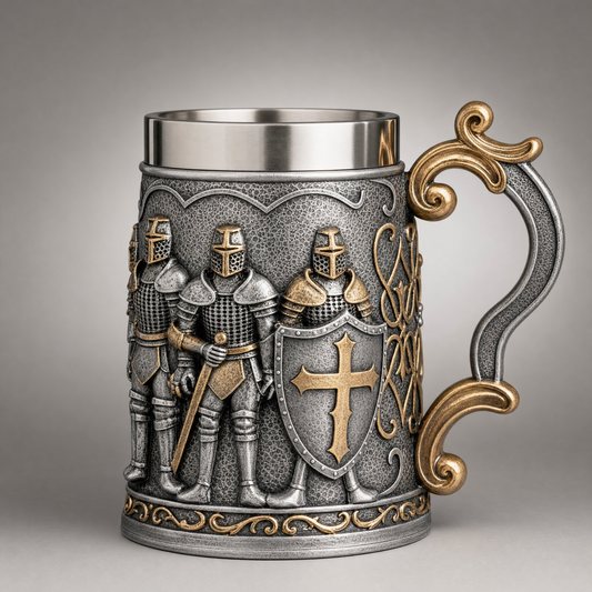 Walter Ashcombe's hand-painted Medieval Soldier Royal Guard beer mug