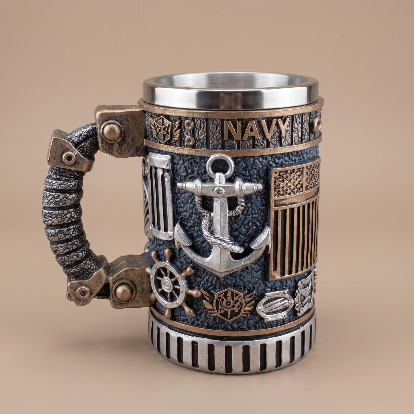 Ray's Hand-Wrapped Navy Mug front view