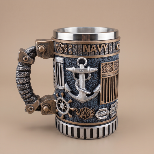 Ray's Hand-Wrapped Navy Mug front view