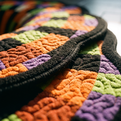 Macro detail of the quilting stitch channels and the scalloped stitched border