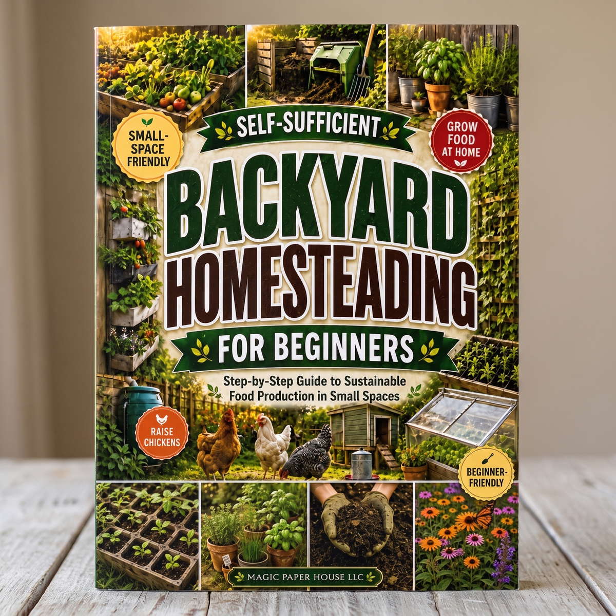 Self-Sufficient Backyard Homesteading for Beginners paperback, front cover