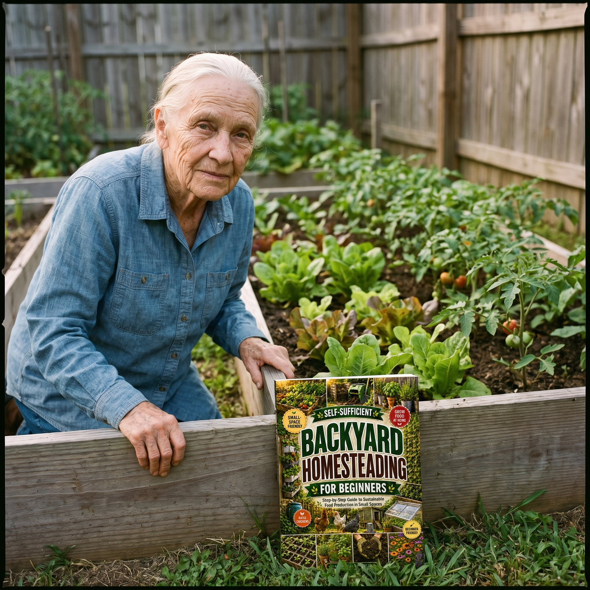 The book propped against a raised bed with Vesta Sutton beside it