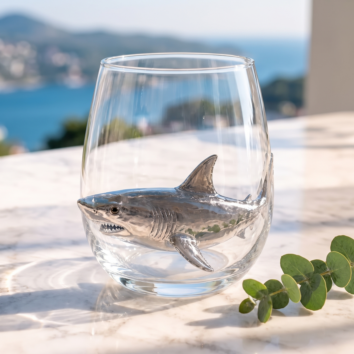 Shark ocean glass