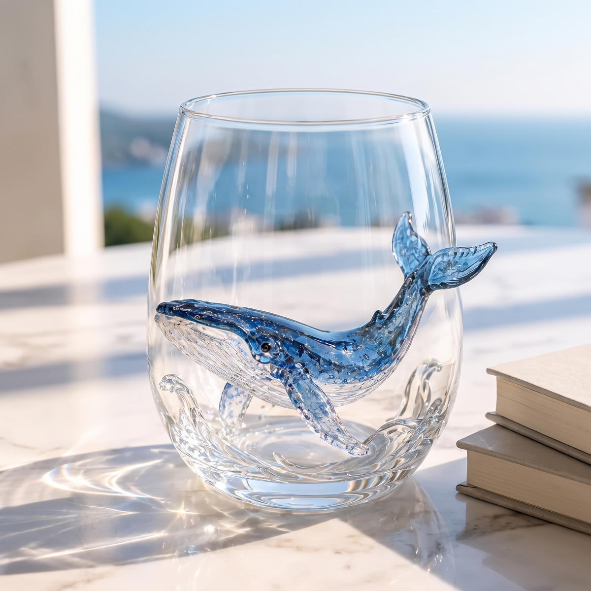 Whale ocean glass