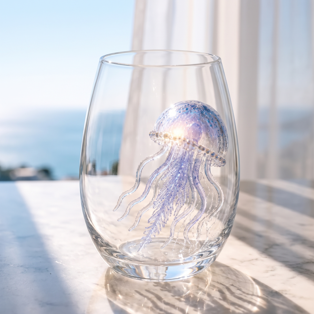 Jellyfish ocean glass