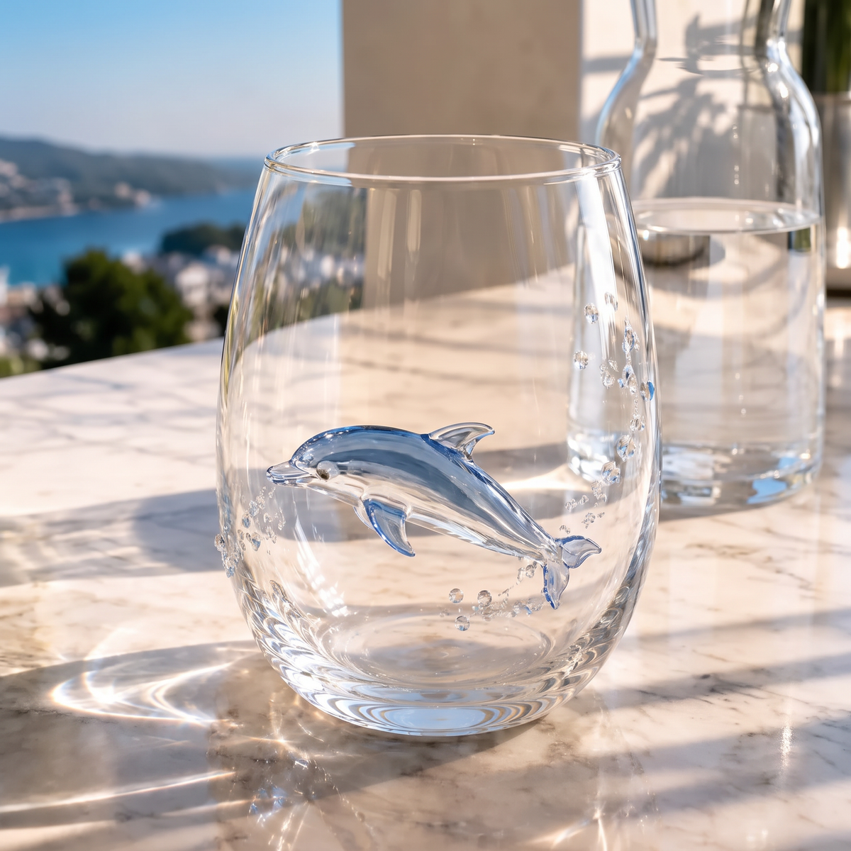Dolphin ocean glass