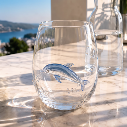 Dolphin ocean glass