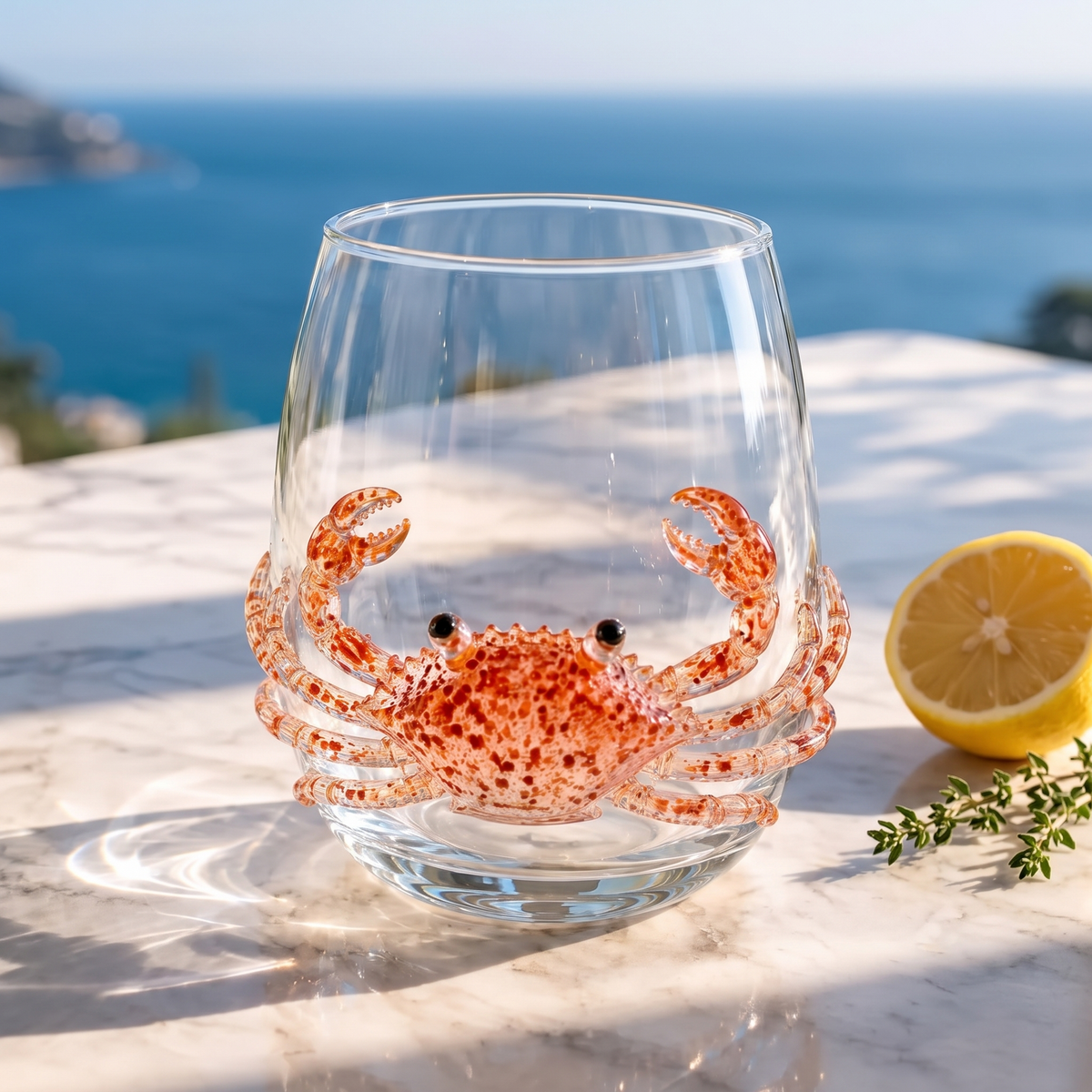 Crab ocean glass