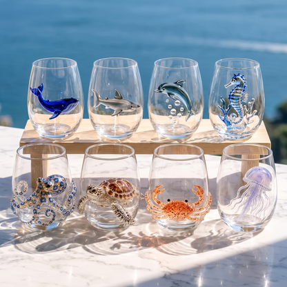 The complete set of eight ocean glasses