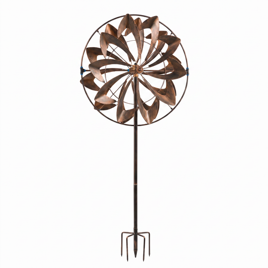 Full view of the 75-inch bronze copper hydro wind spinner